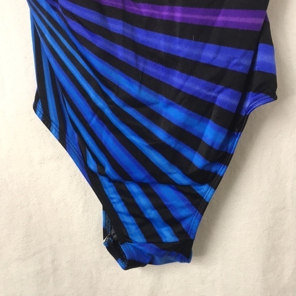 ROBBY Len Women’s Swimsuit Size 12 Rainbow Multi Color stripe Structured cup EUC - Picture 5 of 12